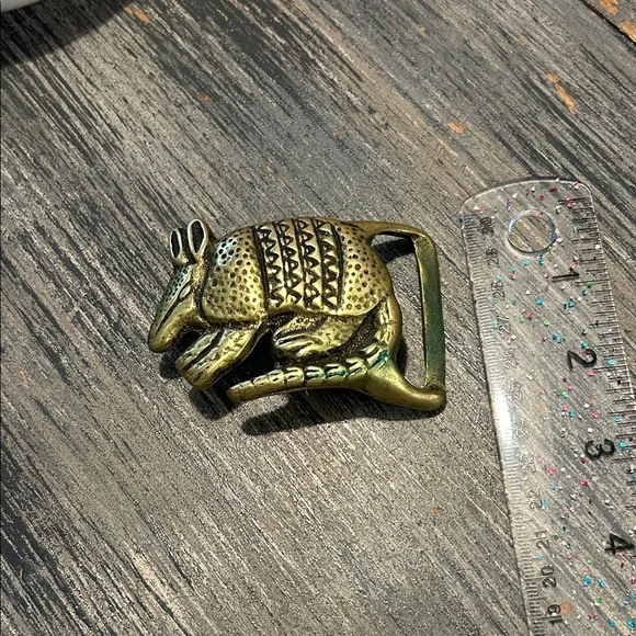 Vintage 1970’s Solid Brass Armadillo Belt Buckle -